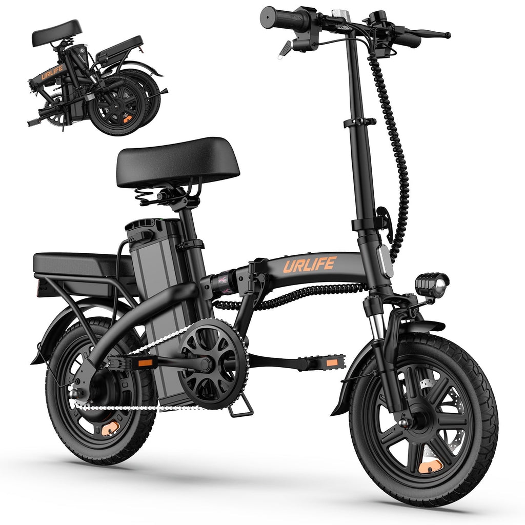 URLIFE 14Folding Electric Bike for Adults,500W Peak Motor,48V 7.5AH Removable Battery,Mini Ebike for Adults City Commuter,UL2849-Black