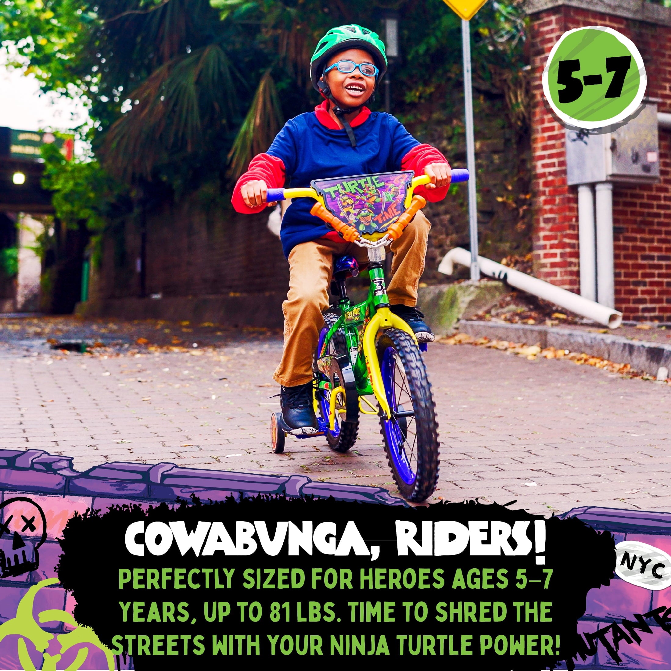 Dynacraft Teenage Mutant Ninja Turtles Boys 16 BMX Bike, For Kids Ages 5-7 Years