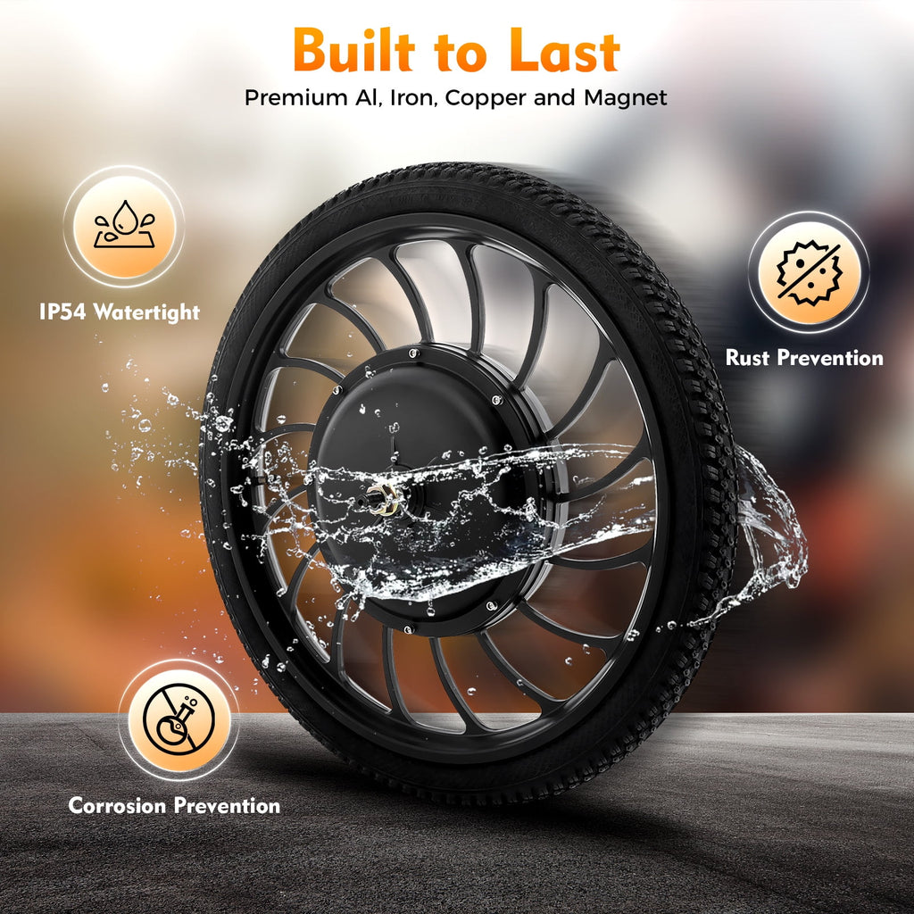 1000W Electric Bicycle Motor Wheel – High-Speed E-Bike Hub with 7-Speed Freewheel, 88.7% Efficiency, IP54 Waterproof, and 35N.m Torque