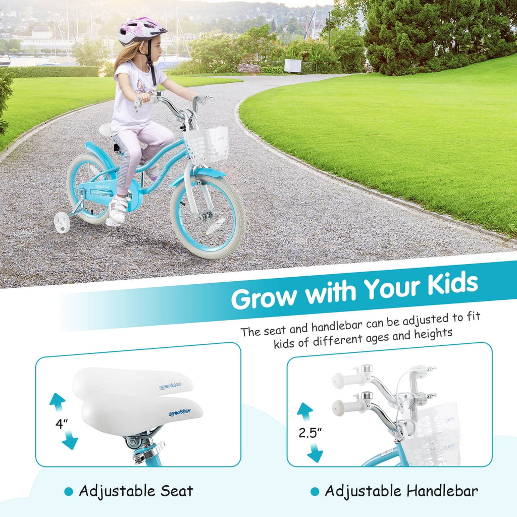 Costway 18'' Kids Bike Toddler Bicycle with Training Wheel Kickstand for 4-8 Years Old Pink