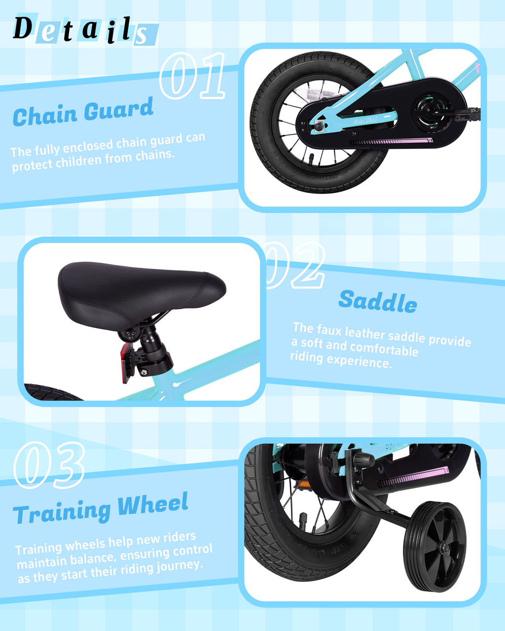Vollsch BMX Style Kids Bike for 2-8 Years Old Boys Girls 16 Inches Toddlers Bicycle with Coaster Brake Training Wheels, Black