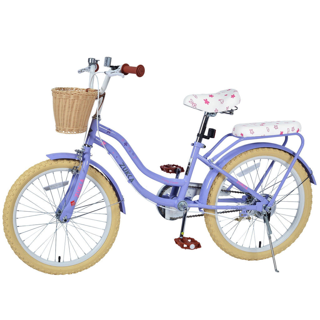 Dolonm 20 Kids Bike for Ages 7-10, Lightweight High-Carbon Steel Frame Cruiser Bicycle, Girls Bike with Wicker Basket, Rear Seat Rack, No Training Wheels, Pink