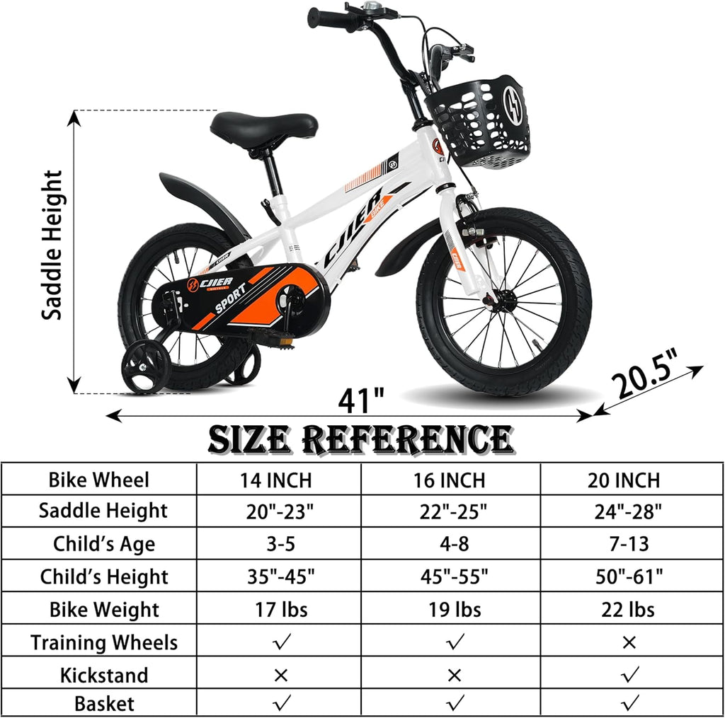 NEORIVER 14 Kids Bikes for Girls and Boys, Kids' Bicycles with Training Wheels, Ages 3-5 Years