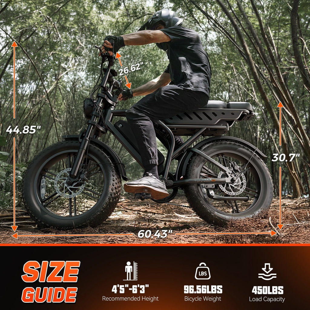 TST Electric Bike for Adults, 750W Peak 1500W Motor, 20x4 Fat Tire E Bicycle, E Mountain Bike, 48V/15AH UL2849, App Control
