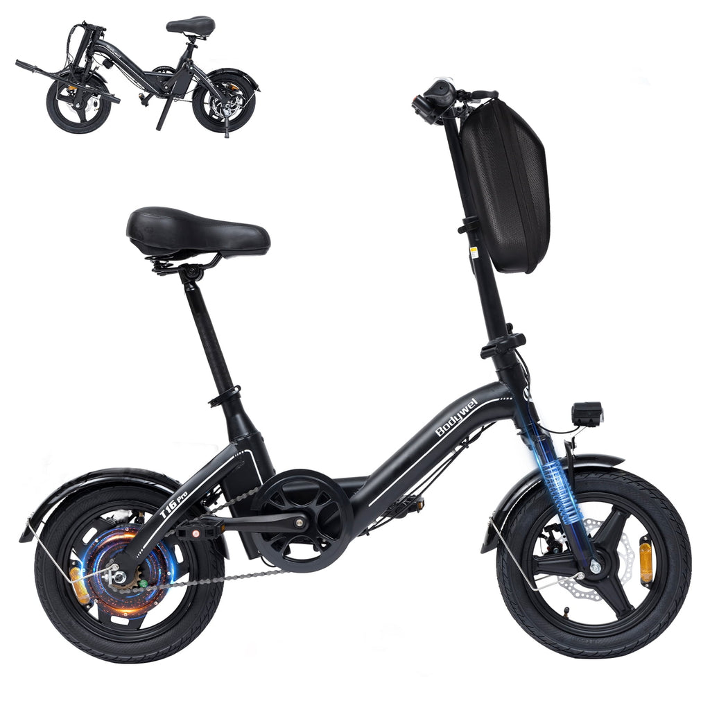 Bodywel Foldable Electric Bike for Adults and Teens, 14 Electric Bicycle with Peak 500W Motor, 36V 10Ah Battery, Commuting Mini Ebike, E Bike, UL2849