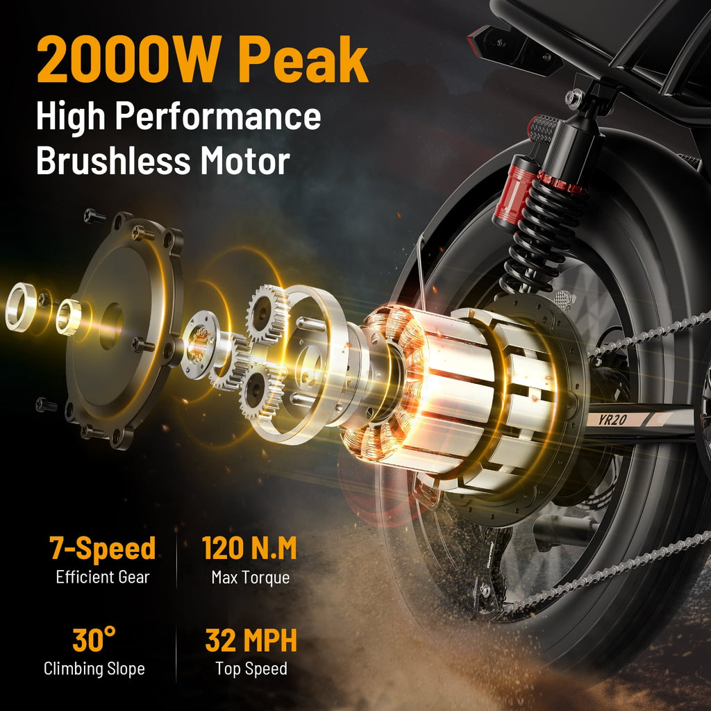 Jasion YR16 Electric Bike for Adults, 500W Motor 48V 12.5AH Removable Battery E-Mountain Bike, 16 Fat Tire Off-Road Electric Dirt Bike, 55 Miles Ebike for Teens, UL2849