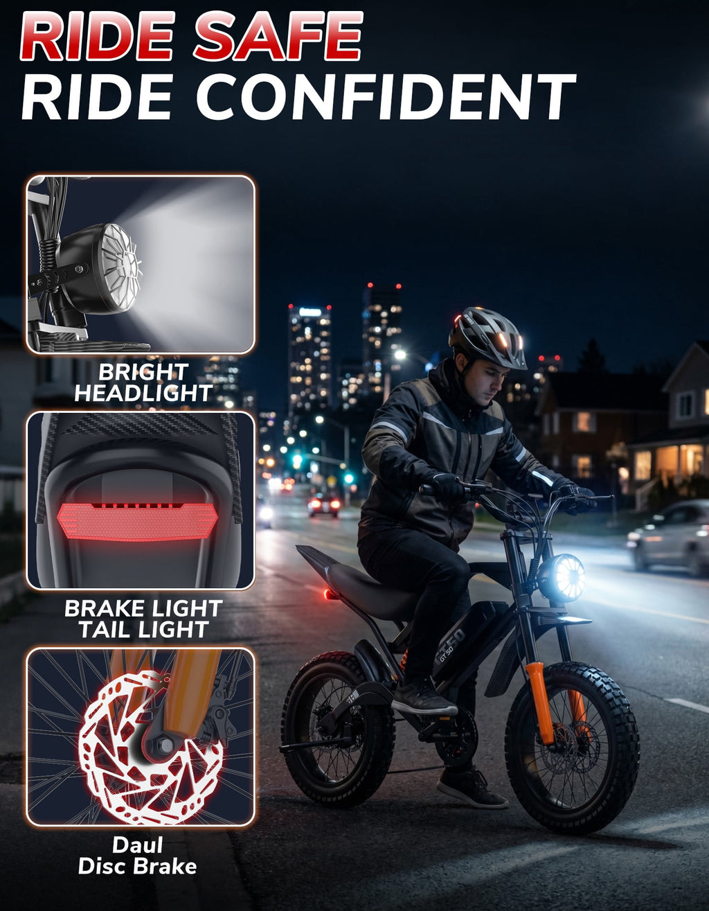PostJoy F30 2500W Electric Bike, 48V20Ah Battery up to 50 Miles 7-Speed All-Terrain, 20-inch Fat Tire Full Suspension, off-Road Dirt Mountain Bike UL2849 Certified
