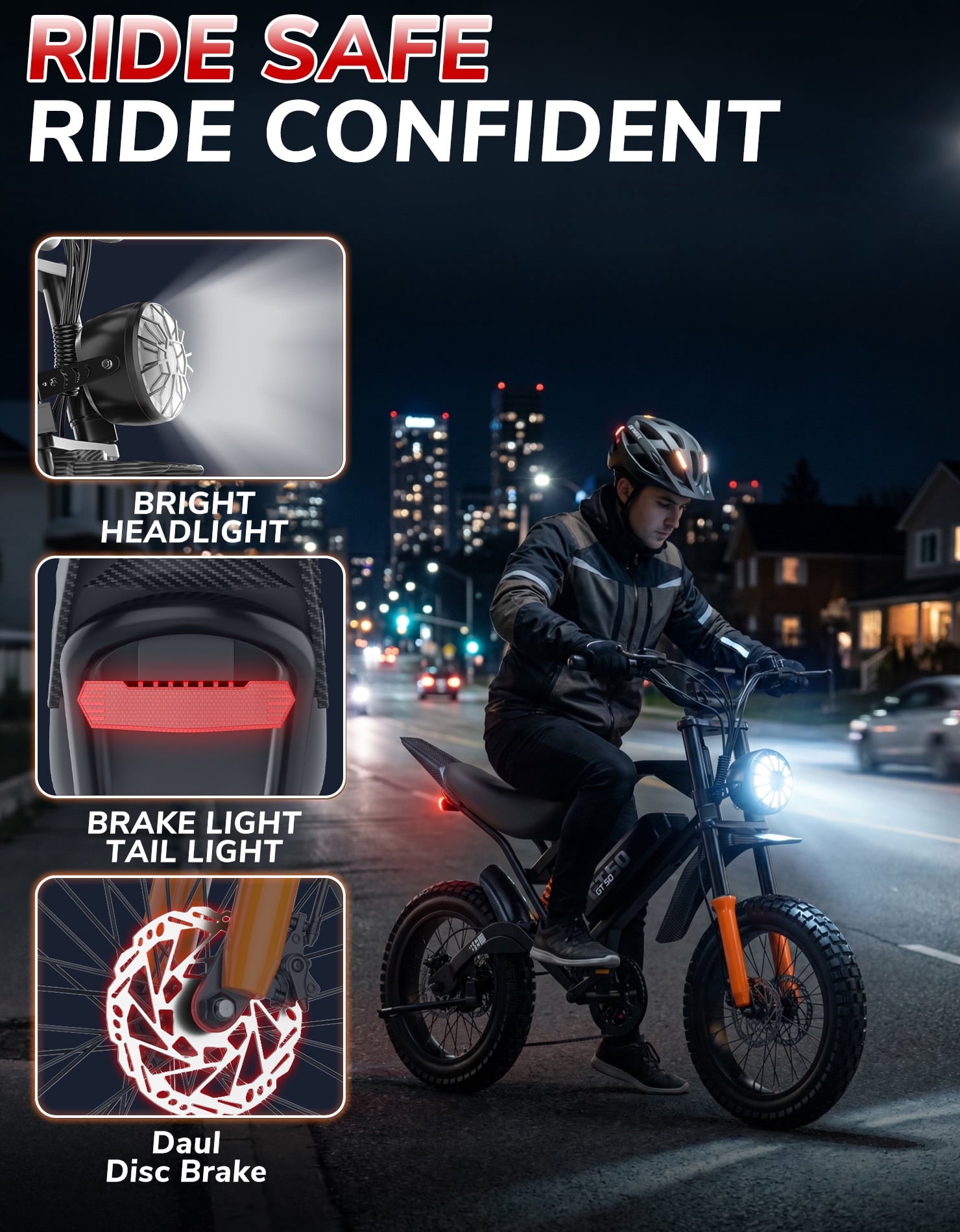 PostJoy F30 2500W Electric Bike, 48V20Ah Battery up to 50 Miles 7-Speed All-Terrain, 20-inch Fat Tire Full Suspension, off-Road Dirt Mountain Bike UL2849 Certified