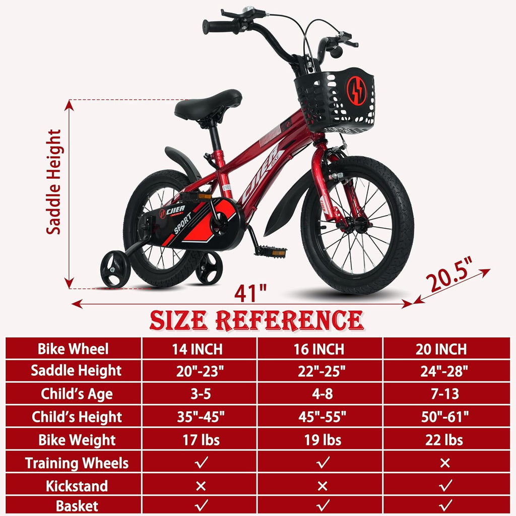 NEORIVER 14 Kids Bikes for Girls and Boys, Kids' Bicycles with Training Wheels, Ages 3-5 Years