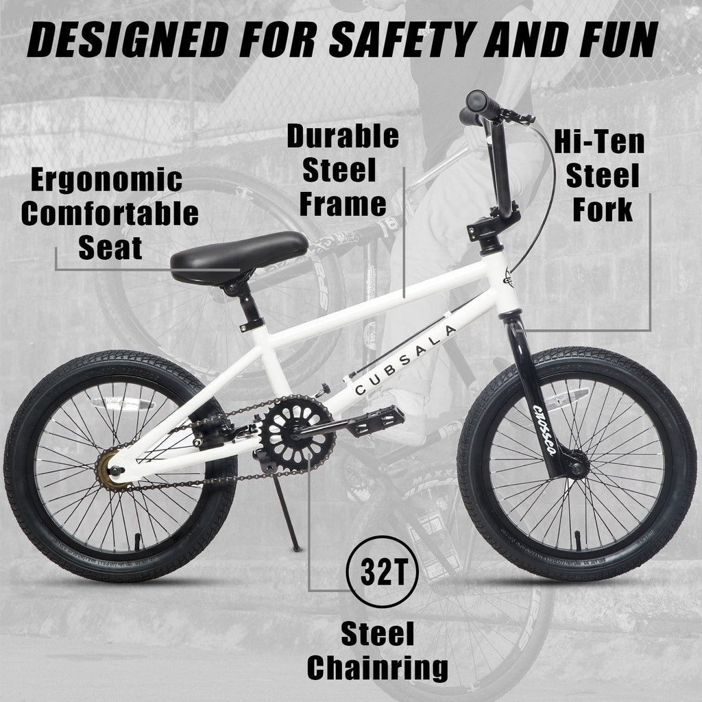 cubsala 18 in Freestyle BMX Kids Bike for Age 5-8 Years Old Boys Girls,Blue