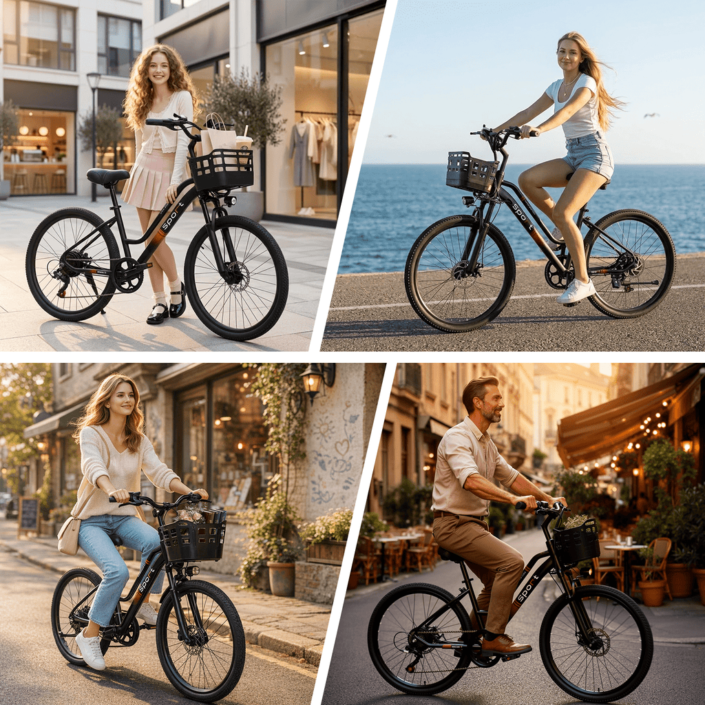 BroPath Electric Bike for Adults,26”Electric Mountain Bike 576Wh Internal Battery & LCD Display, with 7-Speed, 25MPH,Ebike,Full Suspension, 800W (Peak) Motor Commuter Electric Bicycle,UL2849