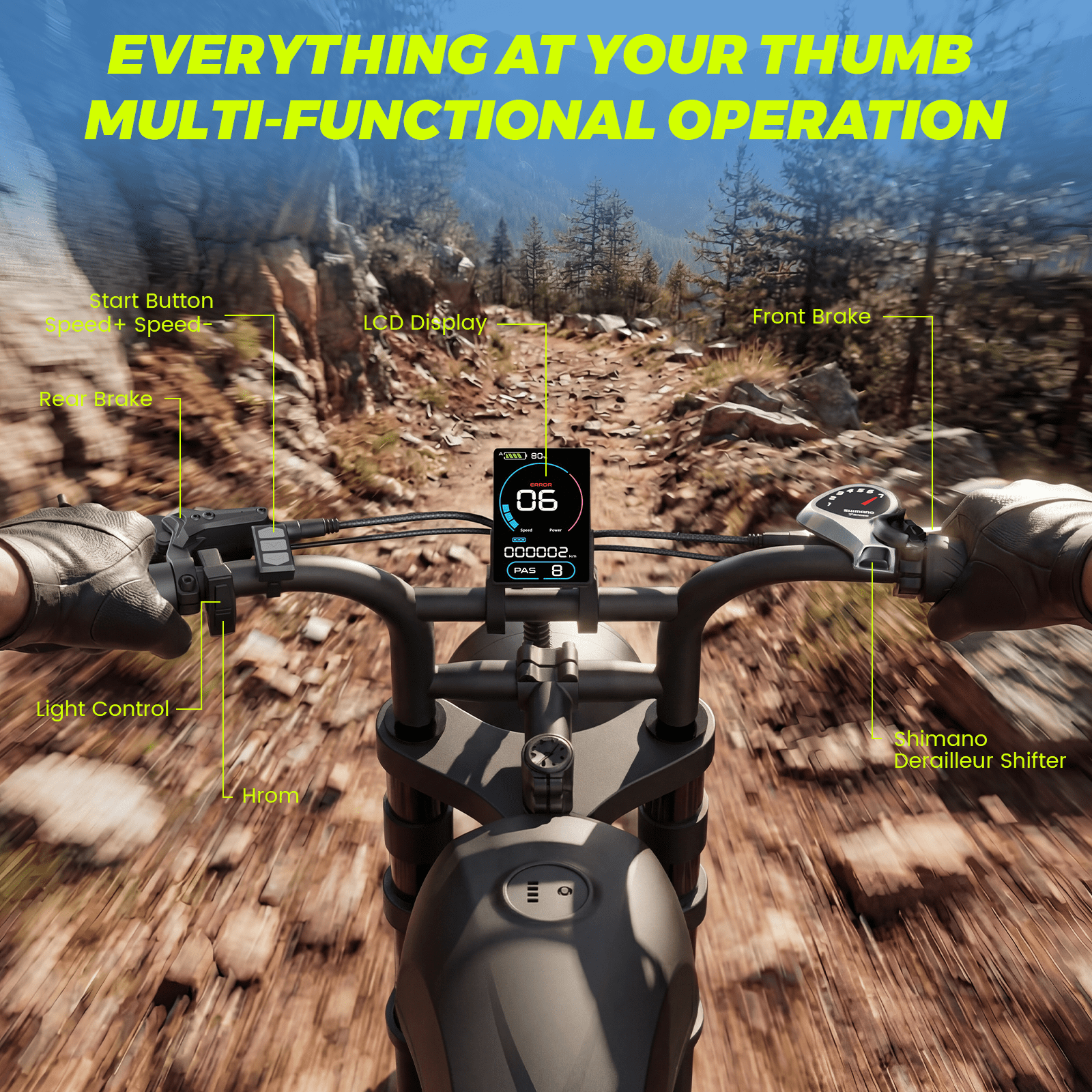 Electric Bike for Adults, 1000W Dirt Bike, 30MPH, 48V 15Ah E-Bike, 30-40 Miles Electric Bikecycle, 20 Fat Tire Off-Road Bike, All Terrain for Mountains, Snow, Sand, Road