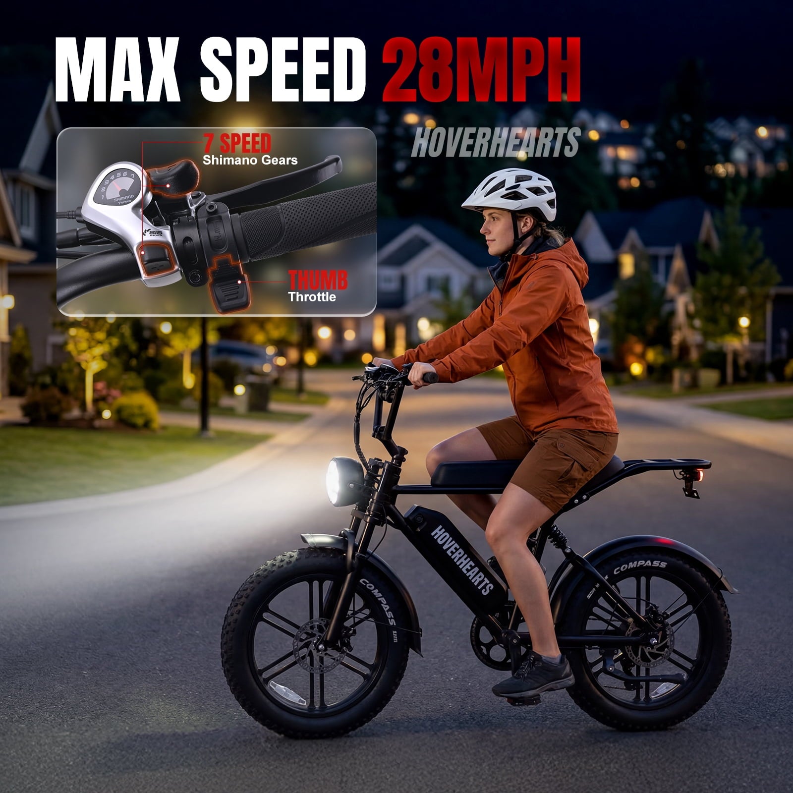 Aoemoe 500W Fat Tire Electric Bike 20 x 4.0 All Terrain E-Bike 48V 15Ah 28mph Hydraulic Brakes Full Suspension Mountain Electric Bicycle for Trail Riding
