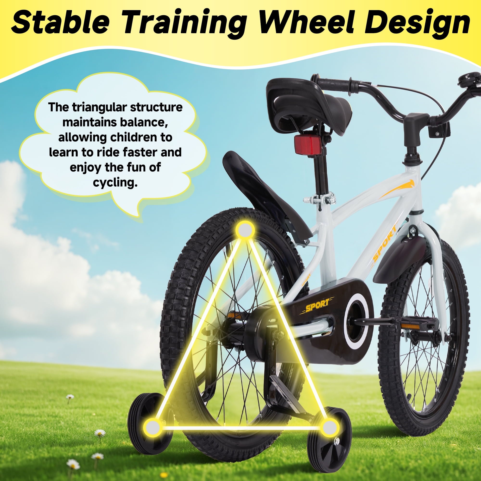 Naipo 16 Inch Kid Bikes for Boys and Girls Kid Bicycles with Kickstand and Training Wheels Boys Bike Gray-Orange