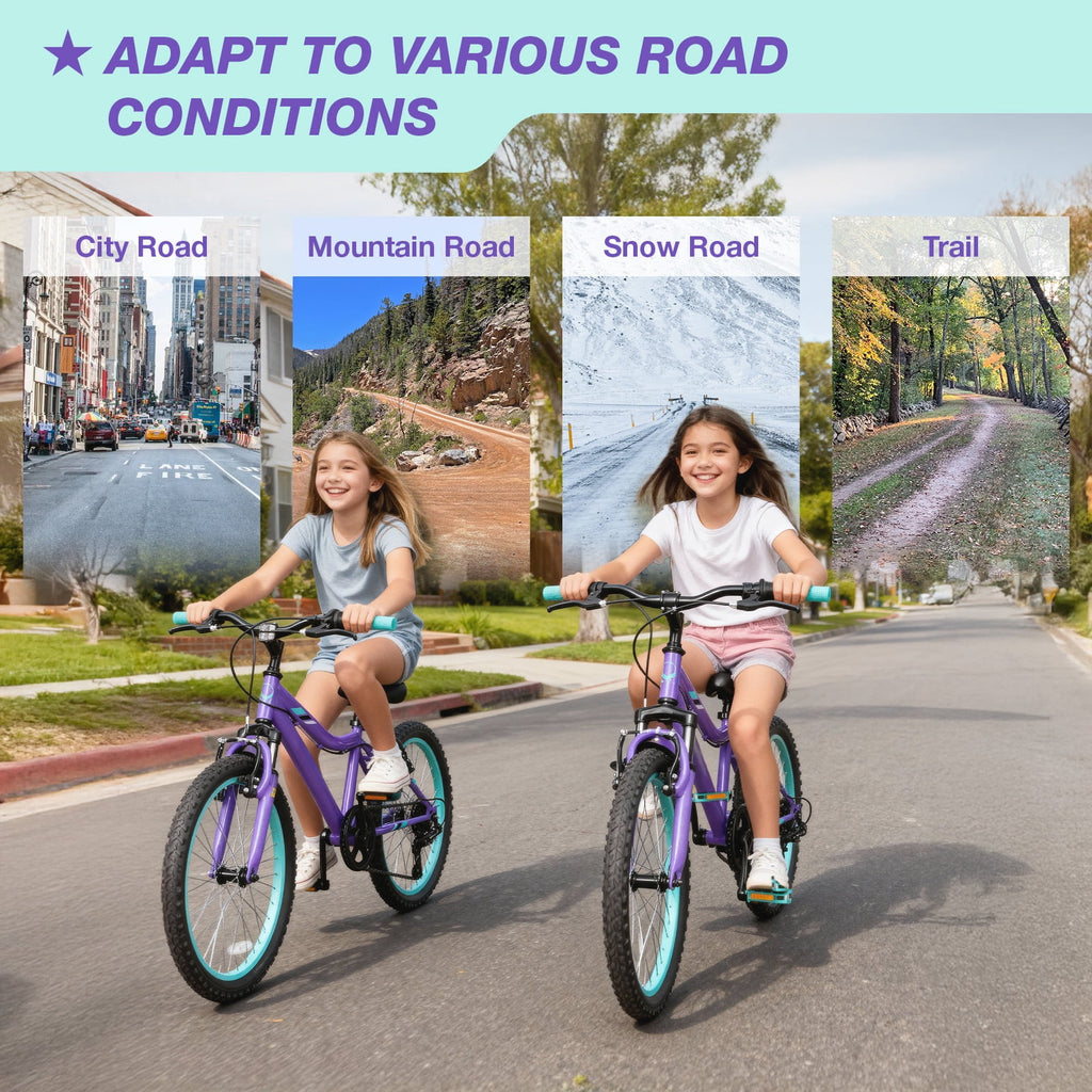 Hykolity 24 inch Kids Mountain Bike,7 Speed Kid Bicycle Age 8-14 Year Old with Front Suspension Fork,Adjustable Seat Height,High-Carbon Steel,Purple