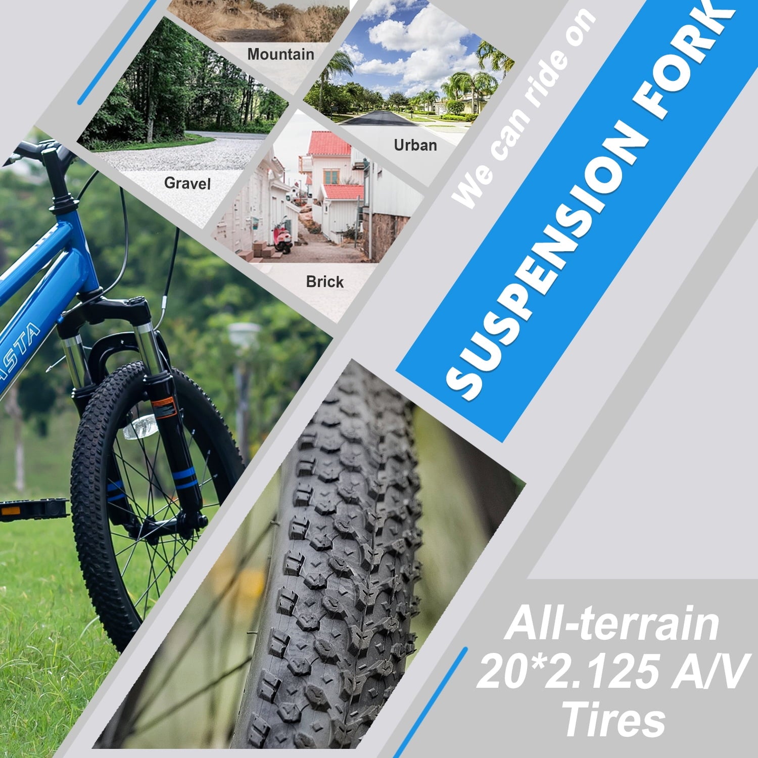 AVASTA 20'' Big Kids Mountain Bike for Age 6 7 8 9 10 11 12 Years Old Boys Girls Teen with Suspension Fork Front & Rear Dual Hand Brakes 6 Speeds Drivetrain, Green