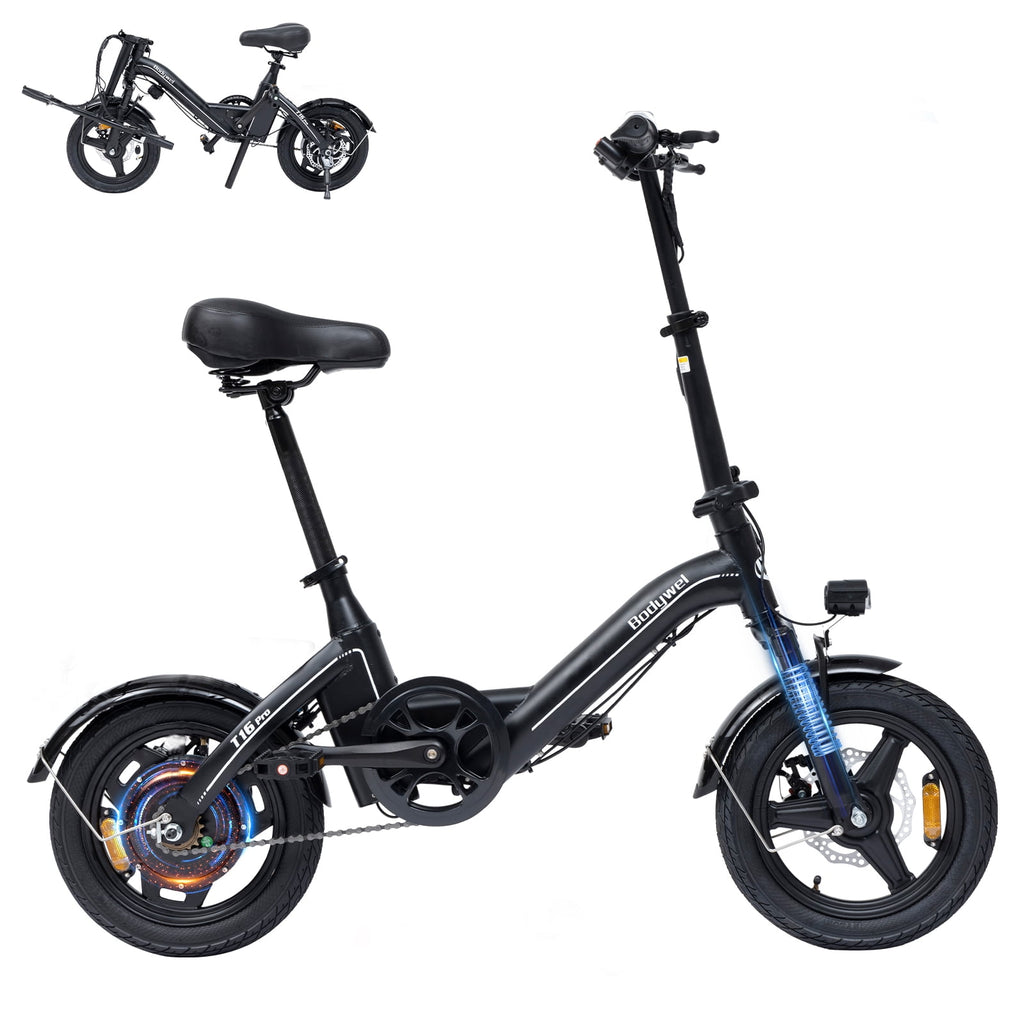 Bodywel Foldable Electric Bike for Adults and Teens, 14 Electric Bicycle with Peak 500W Motor, 36V 10Ah Battery, Commuting Mini Ebike, E Bike, UL2849