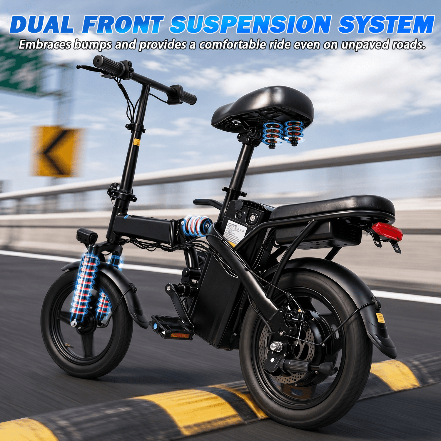 OwnGold 14IN Folding Electric Bicycles for Adults Teens with Basket,500W Peak Motor Up to 20 mph Range 30 Miles,36V 12Ah Removable Battery,Commuter/Shopping Mini Ebike,UL 2849