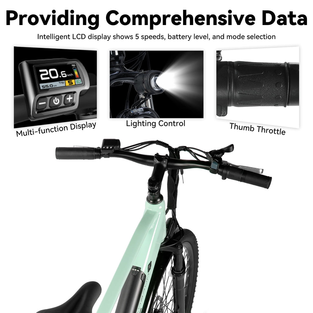 HILAND 26 Electric Bike for Adults with 500W Brushless Motor, 40Miles 20MPH Electric Mountain Bike with 36V 7.8AH Removable Battery UL2849,Green
