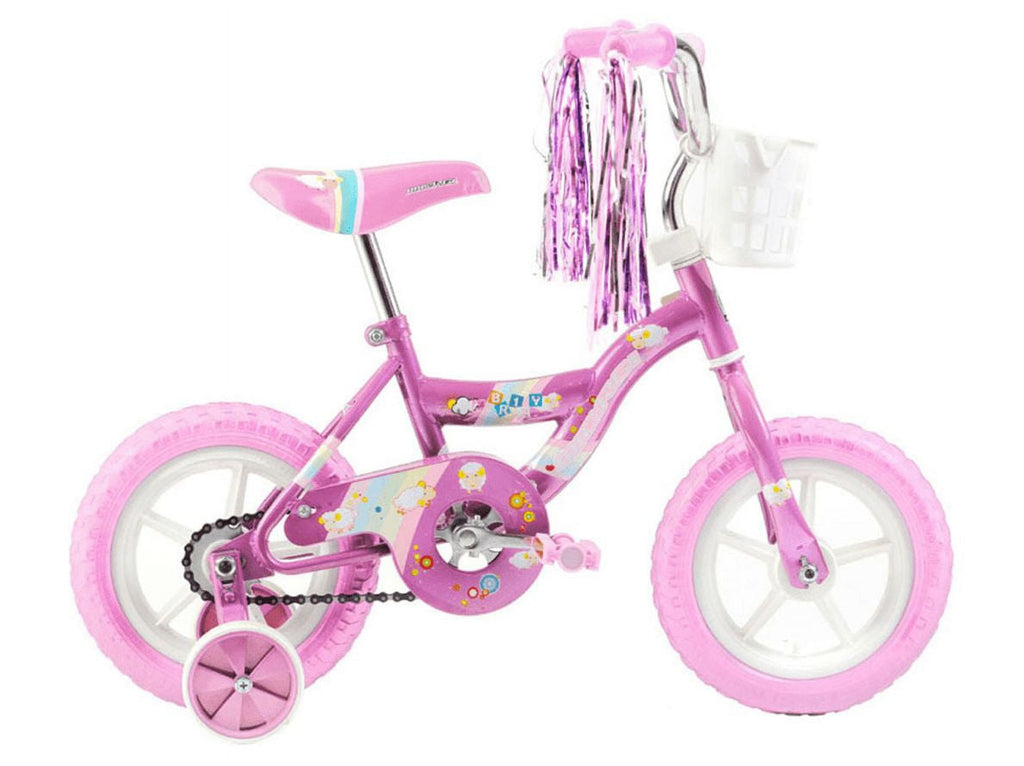 USToyOutlet 12 Kid's Beginner Bicycle for 2-4 Years Old Boys' and Girls' Bike Foam Tire for Indoor Use No Brake + Doll Seat - Pink