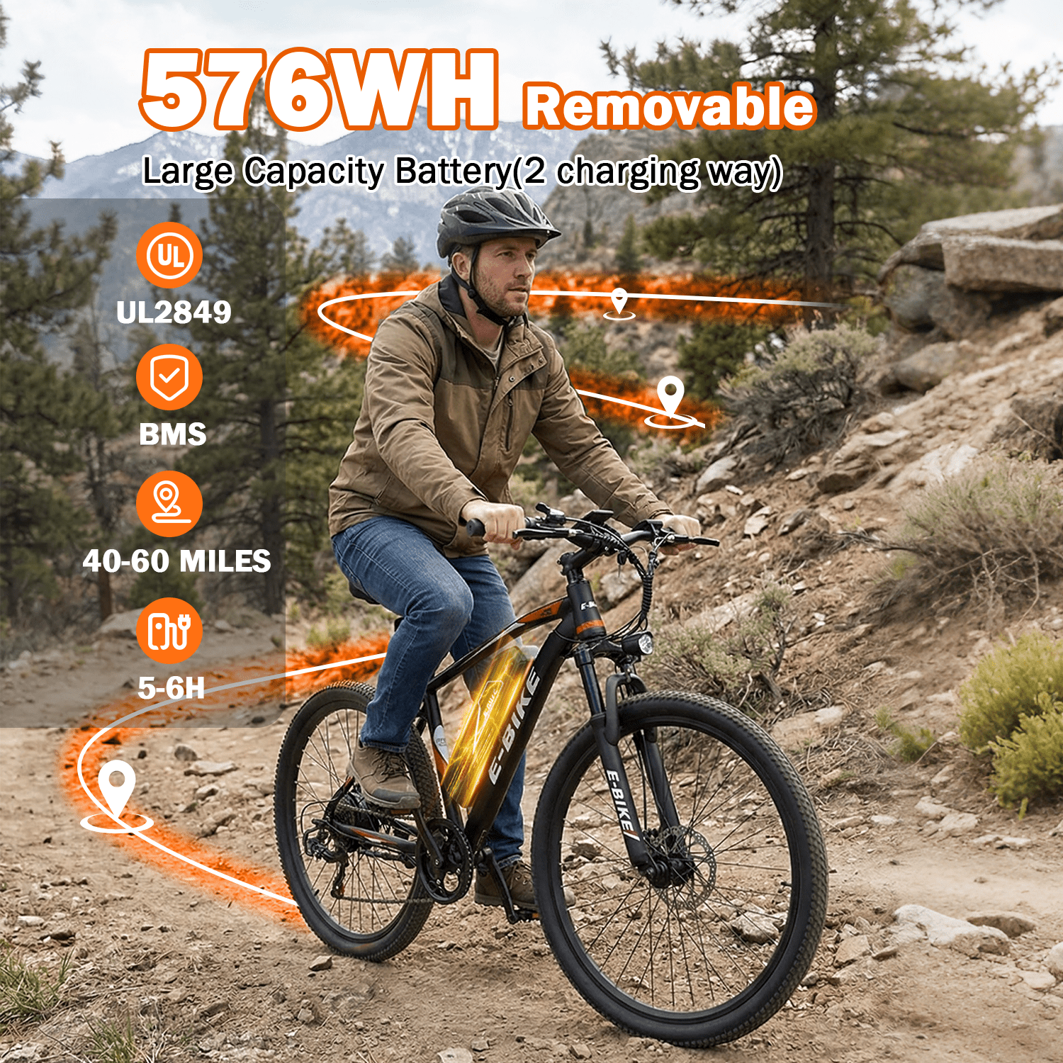 XKJ Electric Bike for Adults with 1000W Brushless Motor,25MPH,Commuting Electric Mountain Bike with 720Wh Removable Battery,7-Speed, 26 Tires, Full Suspension,Lightweight Ebike,40 Miles,UL2849