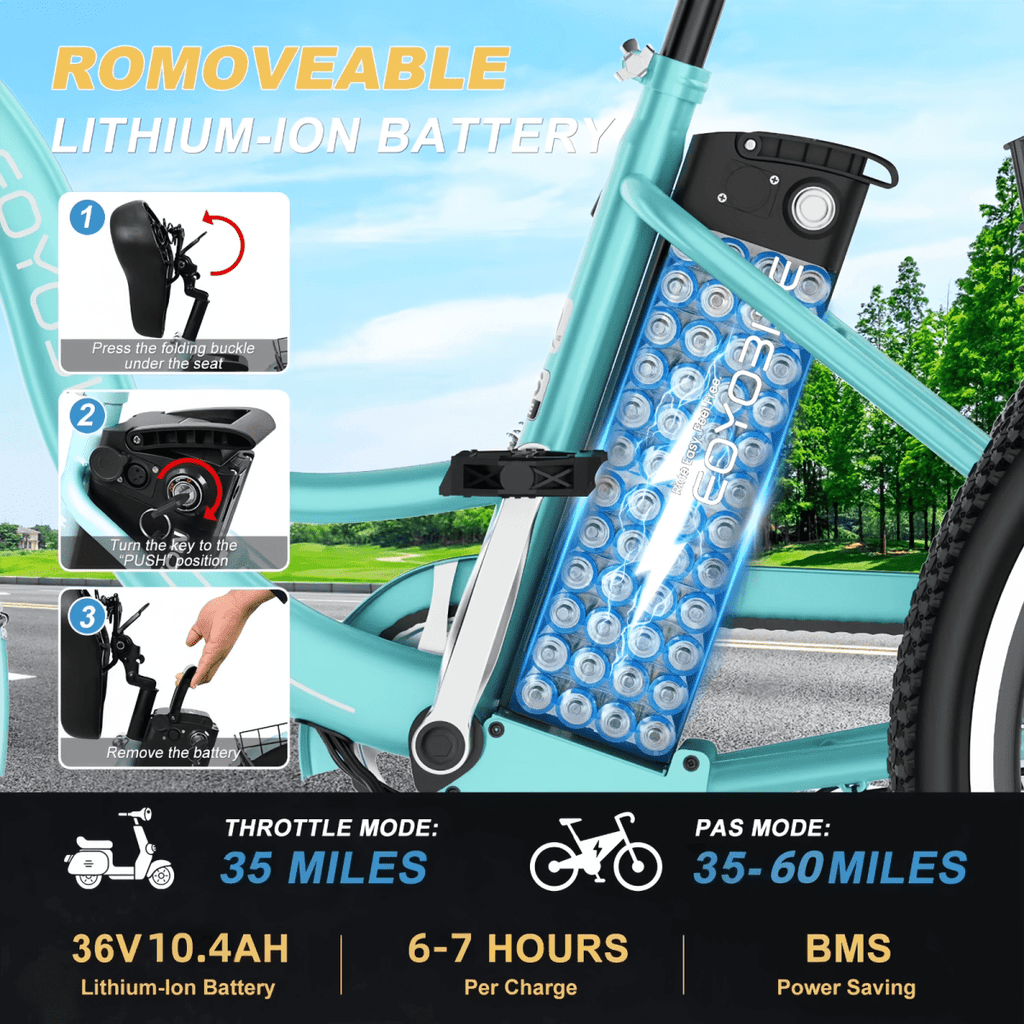 MOONCOOL Electric Trike for Adults w/ Rearview Mirror kit, 700W Peak Motor 10.4Ah battery，24/26 7 Speeds 3 Wheels Low Step Through Unisex Electric Trikes，35-60Miles