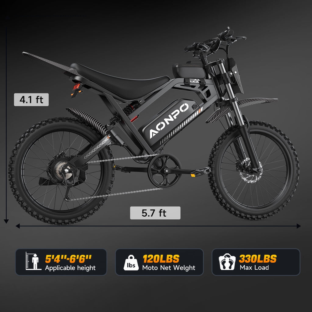 AONPO A20 Pro Electric Bike for Adults, 20*4.0 Fat Tire E-Mountain Bicycle,Peak 2000W Motor 52V 22.5Ah 7-Speed E-Bike UL2849, LCD Display with NFC Unlock