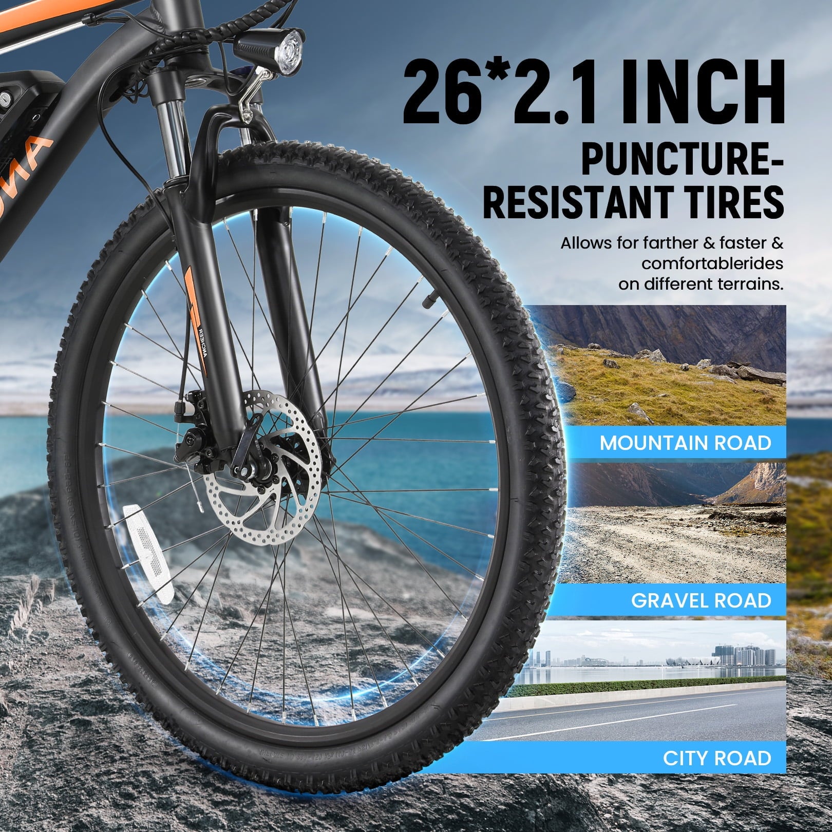 ANCHEER Electric Bike ,26 Electric Bike for Adults Electric Bicycles, 500W Electric Mountain Bike, 48V Commuter Ebike 48V Battery Ebike UL 2849, Lockable Suspension Fork, Shimano 21 Speed