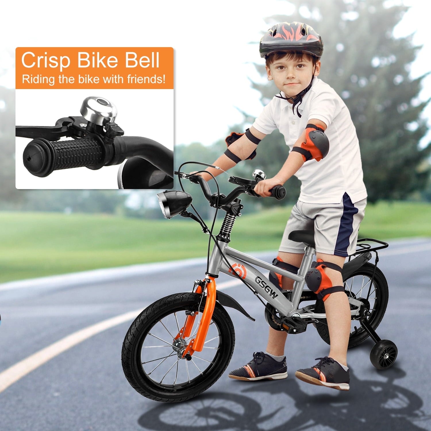 16 Kids Bike with Training Wheels, Height Adjustable Kid's Bicycle with Basket/Water Bottle/Inflator/Bell, Gifts for Girls Boys Toddlers Kids 3-8 YO