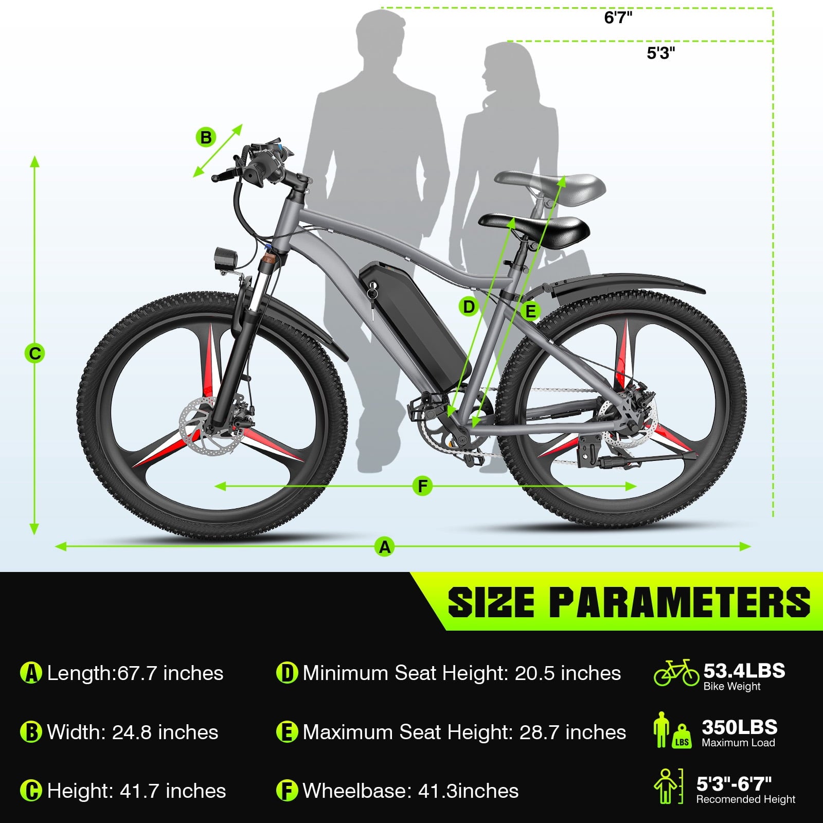 Electric Bike for Adults, 26 Commuter Ebikes with 7-Speed Gears, 25MPH, 720W Peak Motor, Removable Battery, 50 Miles Range, Electric Mountain Bicycle for All Terrain UL2849