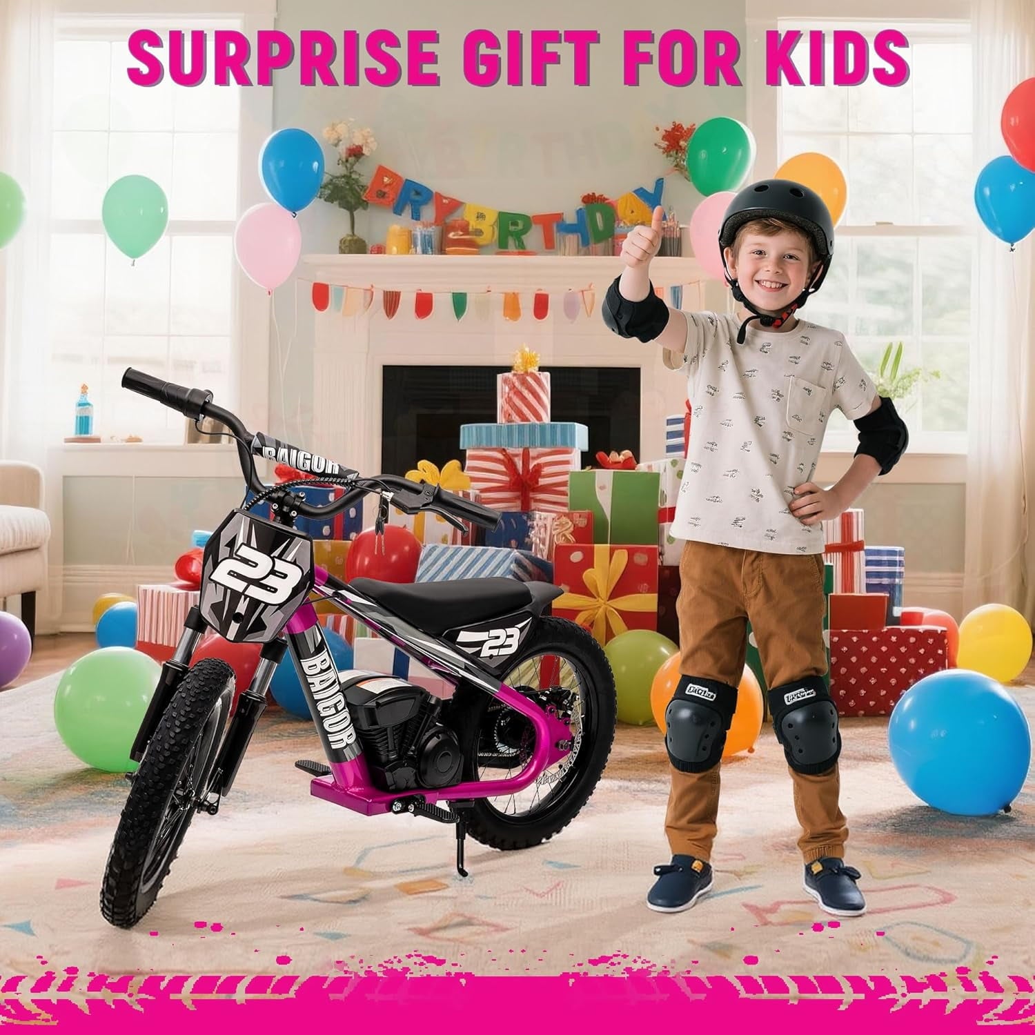 NEORIVER Electric Dirt Bike for Kids Ages 6-12, 250W Electric Motorcycle Up to 15.5MPH, 24V Detachable Battery, 16'' Inflatable Tire Electric Balance Bike with Kickstand