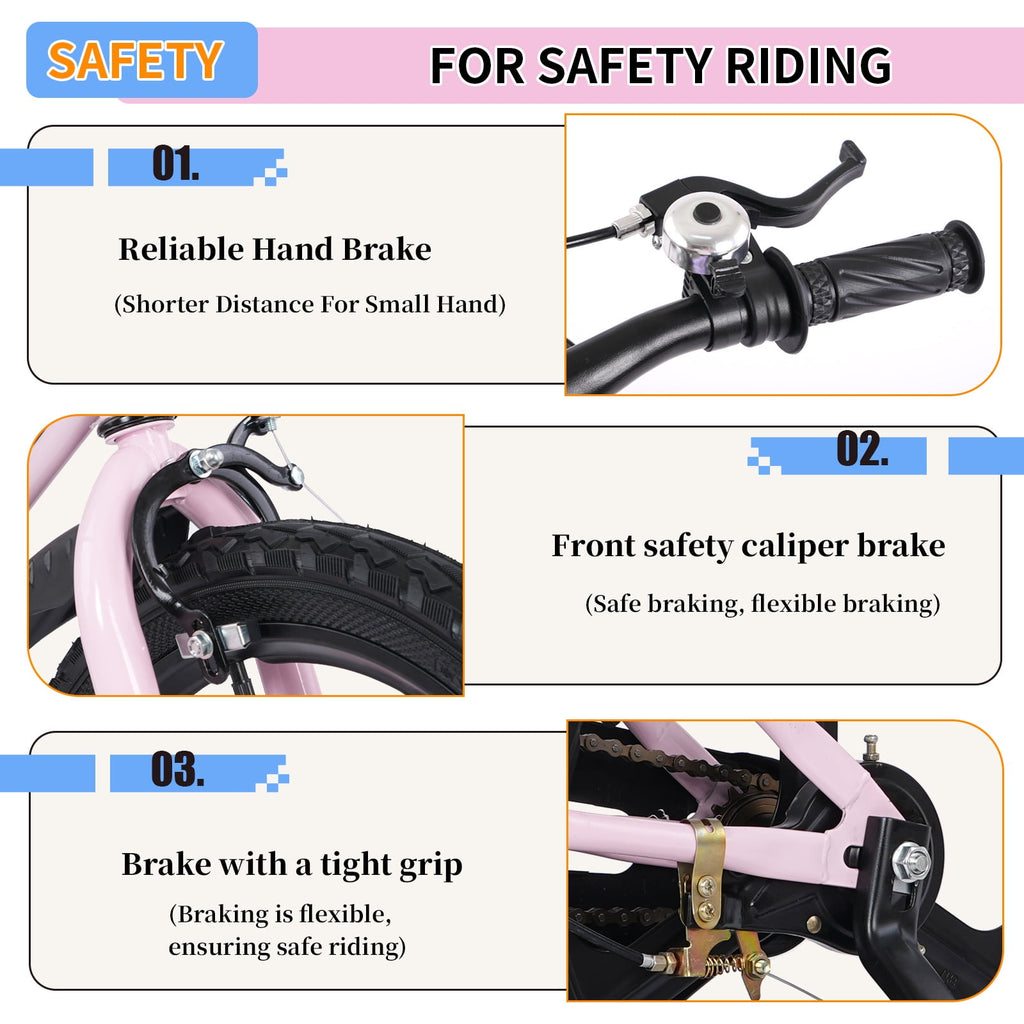 18 inch Kids Bike for Boys and Girls, SHINPT Kids Bicycle with Training Wheels, Bicycle for Kids Ages 5-9 , 18 Boys Bike with Adjustable Saddle&Handlebar, Girls Bike for Kids for Outdoor, Park