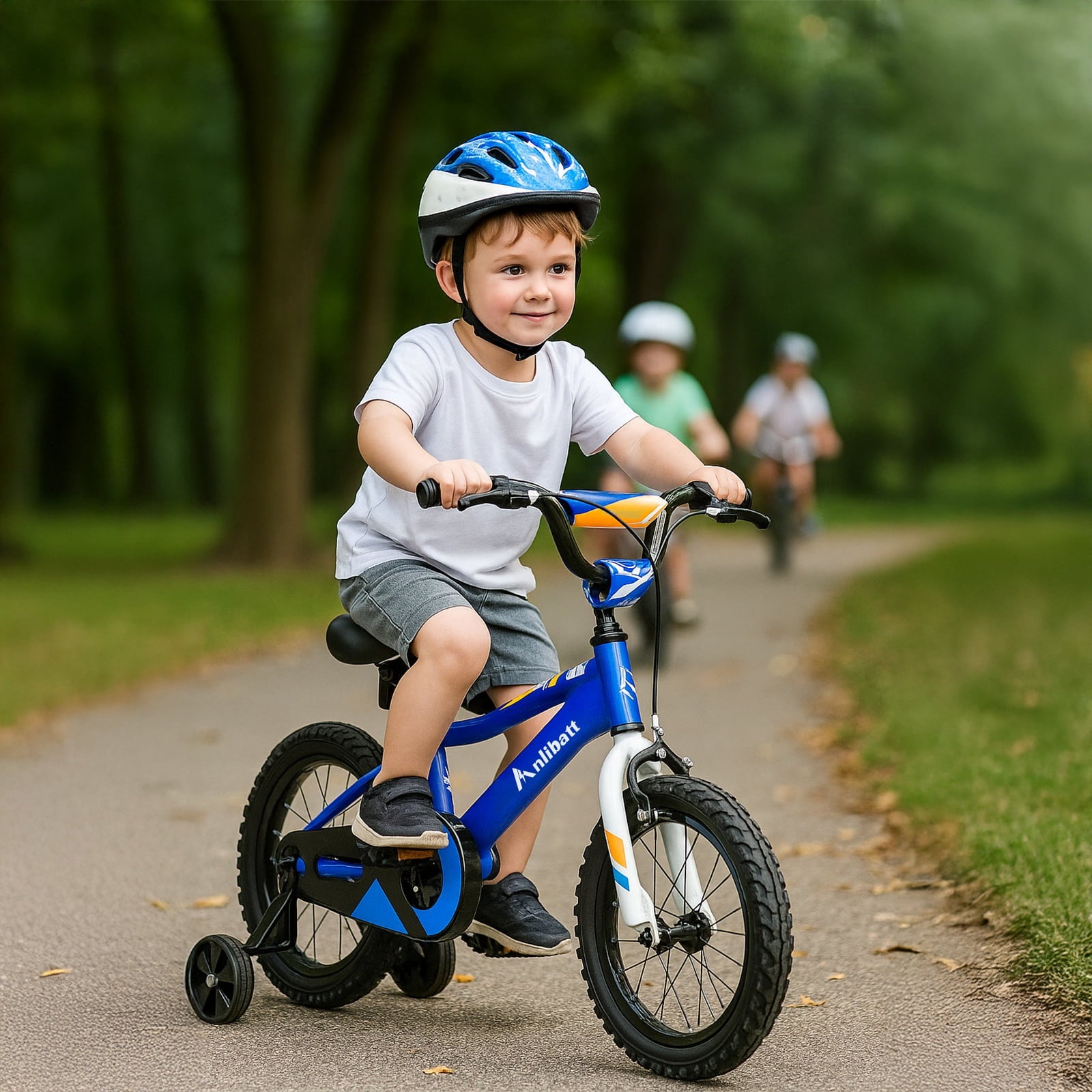 Anlibatt Kids Bike Boy Bicycle 16 inch for Children Age 4-6 Years Old Height 38-48 in Toddler Cycling Dual Hand Brakes Blue Sport Bikes