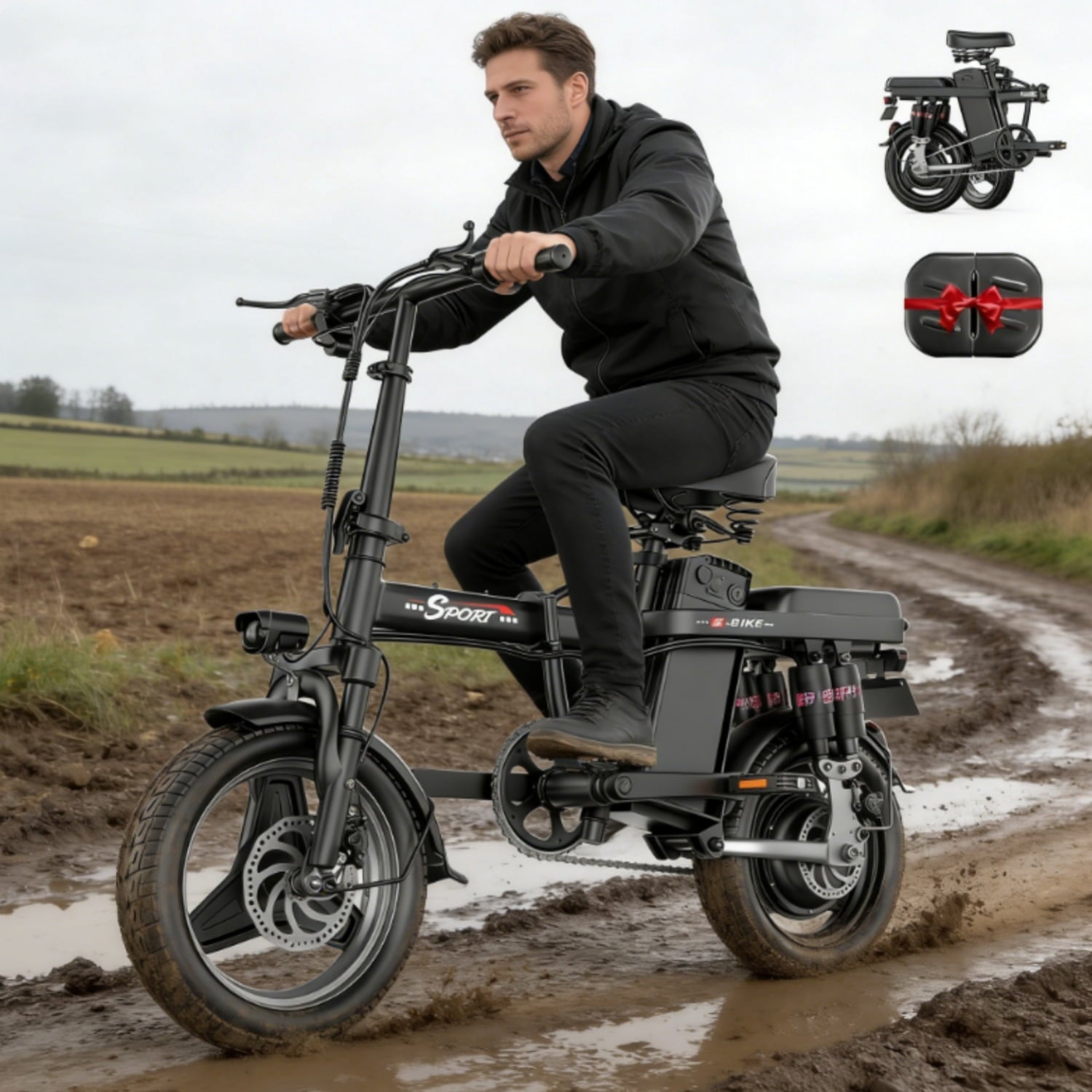 ASKGO F9 Adult Folding Electric Bike, 1200W 25 MPH 25 Miles, 48V 13Ah Removable Battery, Meets Daily Commuting,Going Out and Playing,Give the best gift,Folding Ebike for Adult with Two Seats，UL2849