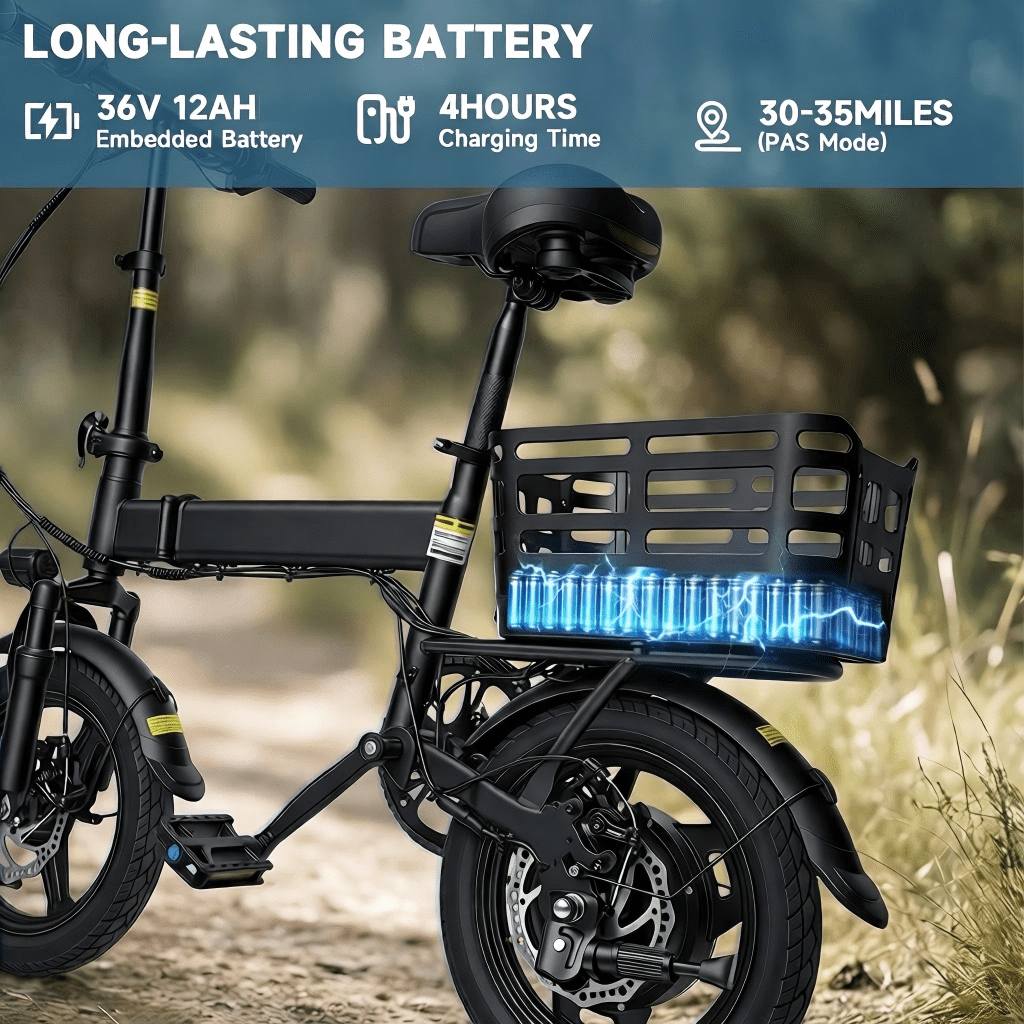 Electric Folding Bike for Teenager and Adults, 12AH Removable Battery 14 Electric Bike 500W Motor, 20+ Miles Range, Mini Ebike for City Commuter, UL2849