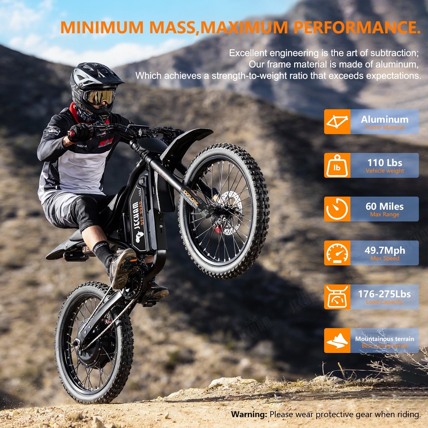 JECHAM QF200 PRO Electric Dirt Bike, 3000W, 60V 32Ah, 60-90 Miles Range, 47+ MPH, 19 Puncture-Resistant Tires, Full Suspension, Hydraulic Brakes, NFC Anti-Theft, UL2849