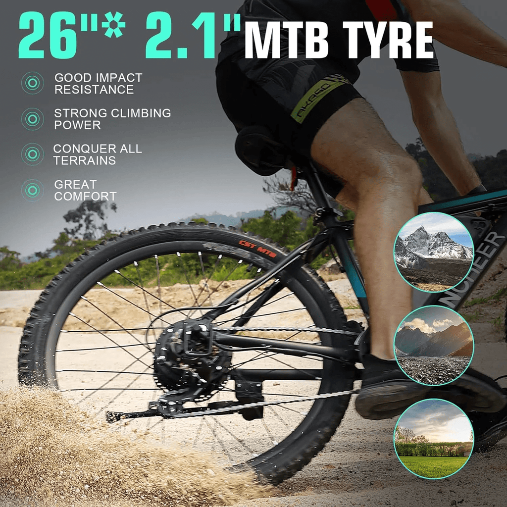 ANCHEER Gladiator 500W 26 Electric Bike for Adults, Electric Mountain Bike with 2.1 Inch eMTB Tire, 48V 10.4Ah Battery, 3H Fast Charge, Shimano 21 Speed, Adults Electric Bicycle UL2849