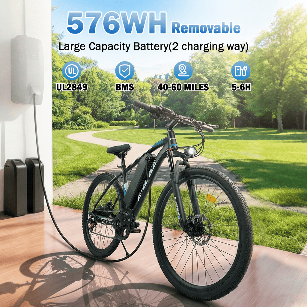 XKJ Electric Bike for Adults with 1000W Brushless Motor,25MPH,Commuting Electric Mountain Bike with 720Wh Removable Battery,7-Speed, 26 Tires, Full Suspension,Lightweight Ebike,40 Miles,UL2849