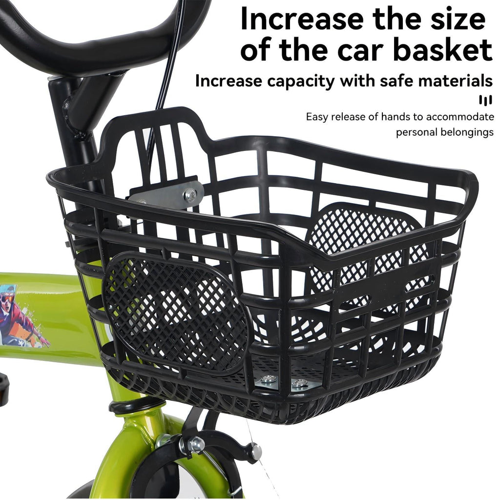 16 Kids Bicycle with Training Wheels Single Speed Sporty Kids Bike for Boys Girls Aged 4-7 Years, Green