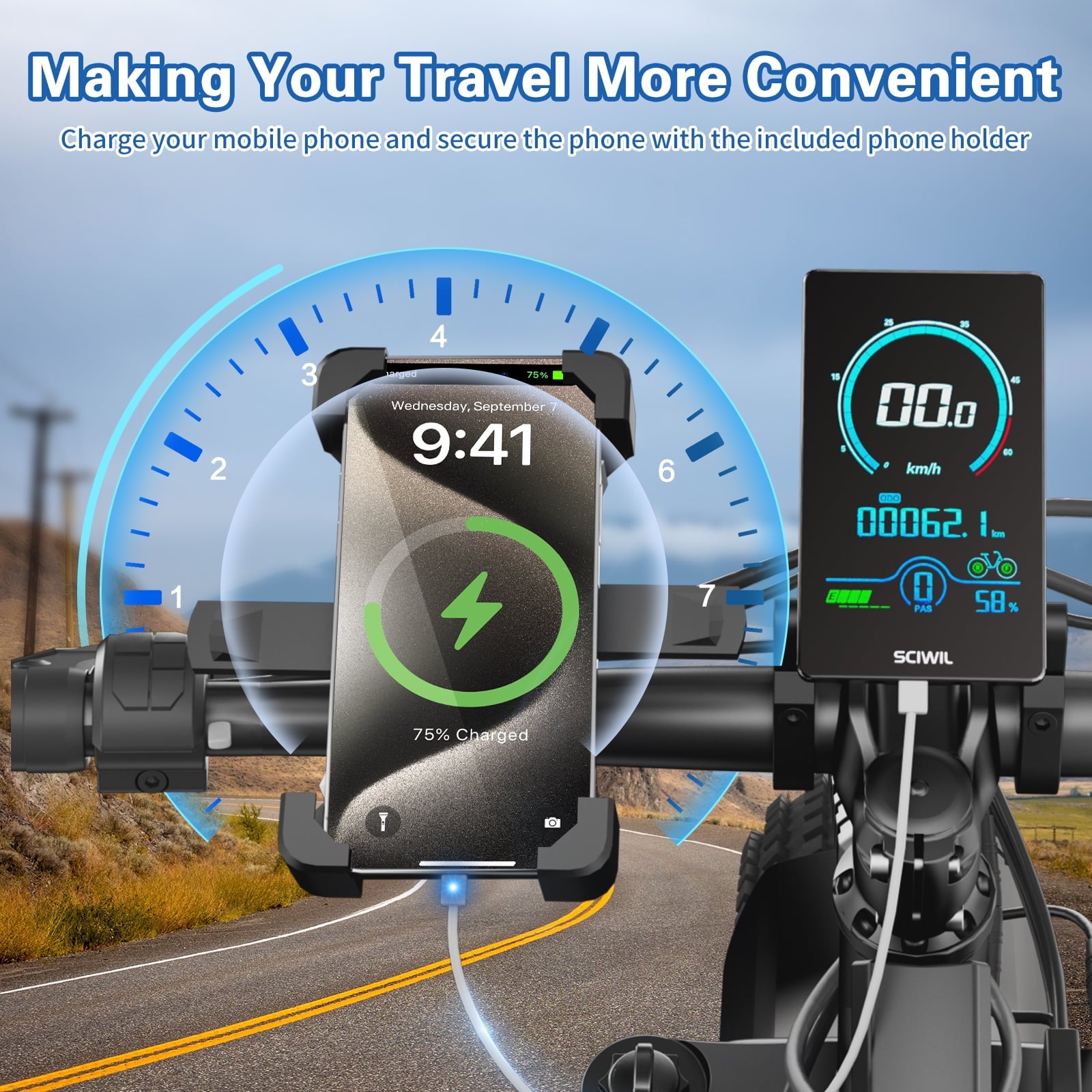 Skeri Electric Scooter, Electric Bike with Bright Front/Rear Lights, 500W (Peak 1000) Motor, 48V 15.6Ah 25MPH 60 Miles