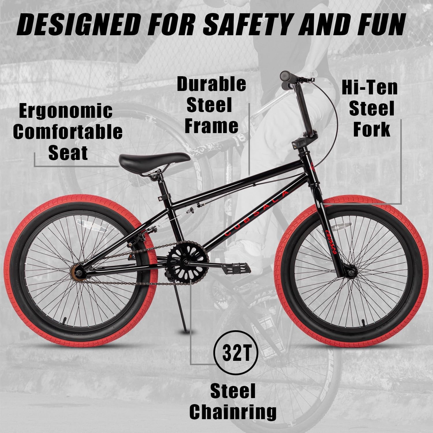 cubsala 18 in Freestyle BMX Kids Bike for Age 5-8 Years Old Boys Girls,Blue