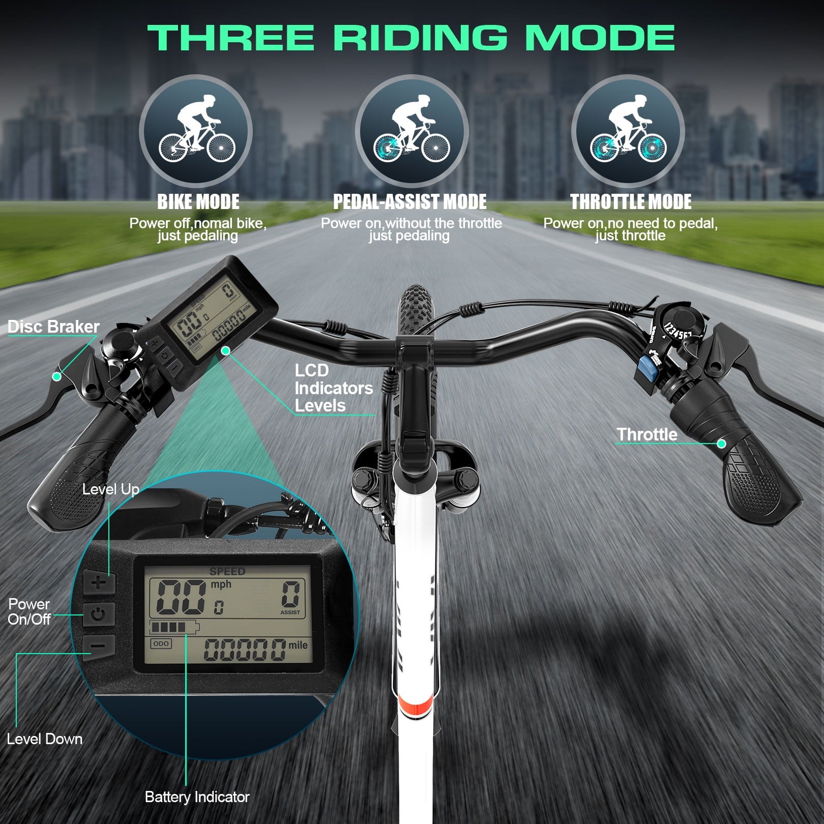 Vivi 26'' Electric Bike for Adults 500W Electric Bike with 48V Removable Battery, Electric Commuter Cruiser Bike 19.8MPH City Electric Bike with Cruise Control, UL2849 Certified
