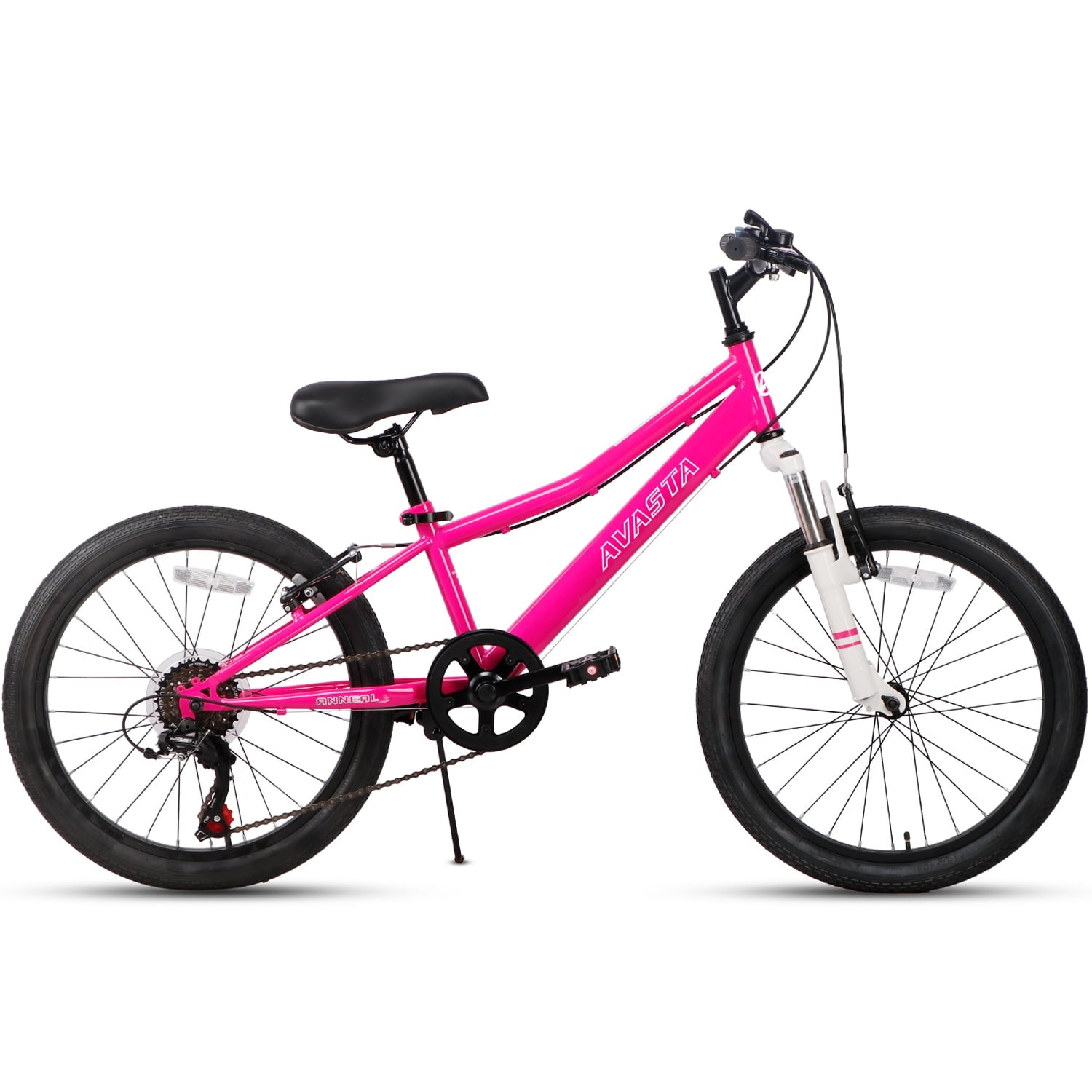 AVASTA 20'' Big Kids Mountain Bike for Age 6 7 8 9 10 11 12 Years Old Boys Girls Teen with Suspension Fork Front & Rear Dual Hand Brakes 6 Speeds Drivetrain, Green