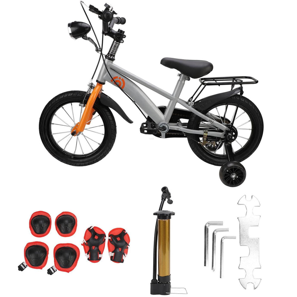 16 Kids Bike with Training Wheels, Height Adjustable Kid's Bicycle with Basket/Water Bottle/Inflator/Bell, Gifts for Girls Boys Toddlers Kids 3-8 YO
