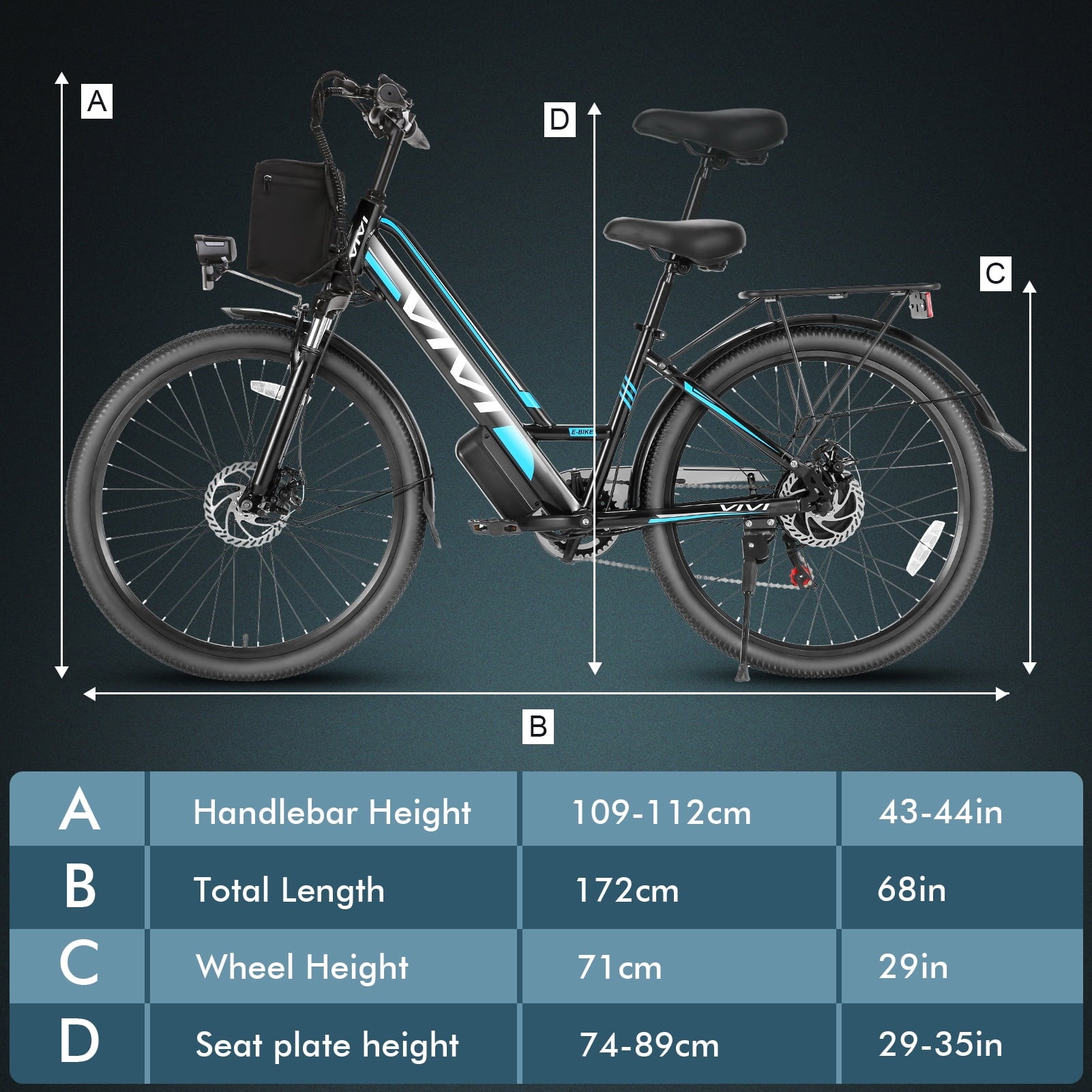 Vivi Electric Bike 26 City Commuter Electric Bike 48V 500W Step-Through Electric Bike 19.8MPH Electric Cruiser Bike Beach Bike with Cruise Control, UL2849 Certified