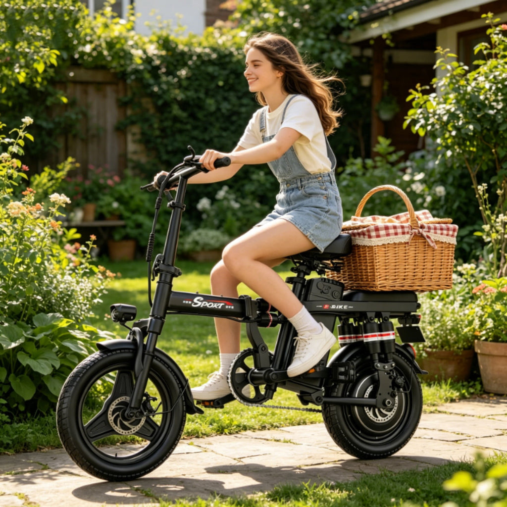 ASKGO F9 Adult Folding Electric Bike, 1200W 25 MPH 25 Miles, 48V 13Ah Removable Battery, Meets Daily Commuting,Going Out and Playing,Give the best gift,Folding Ebike for Adult with Two Seats，UL2849