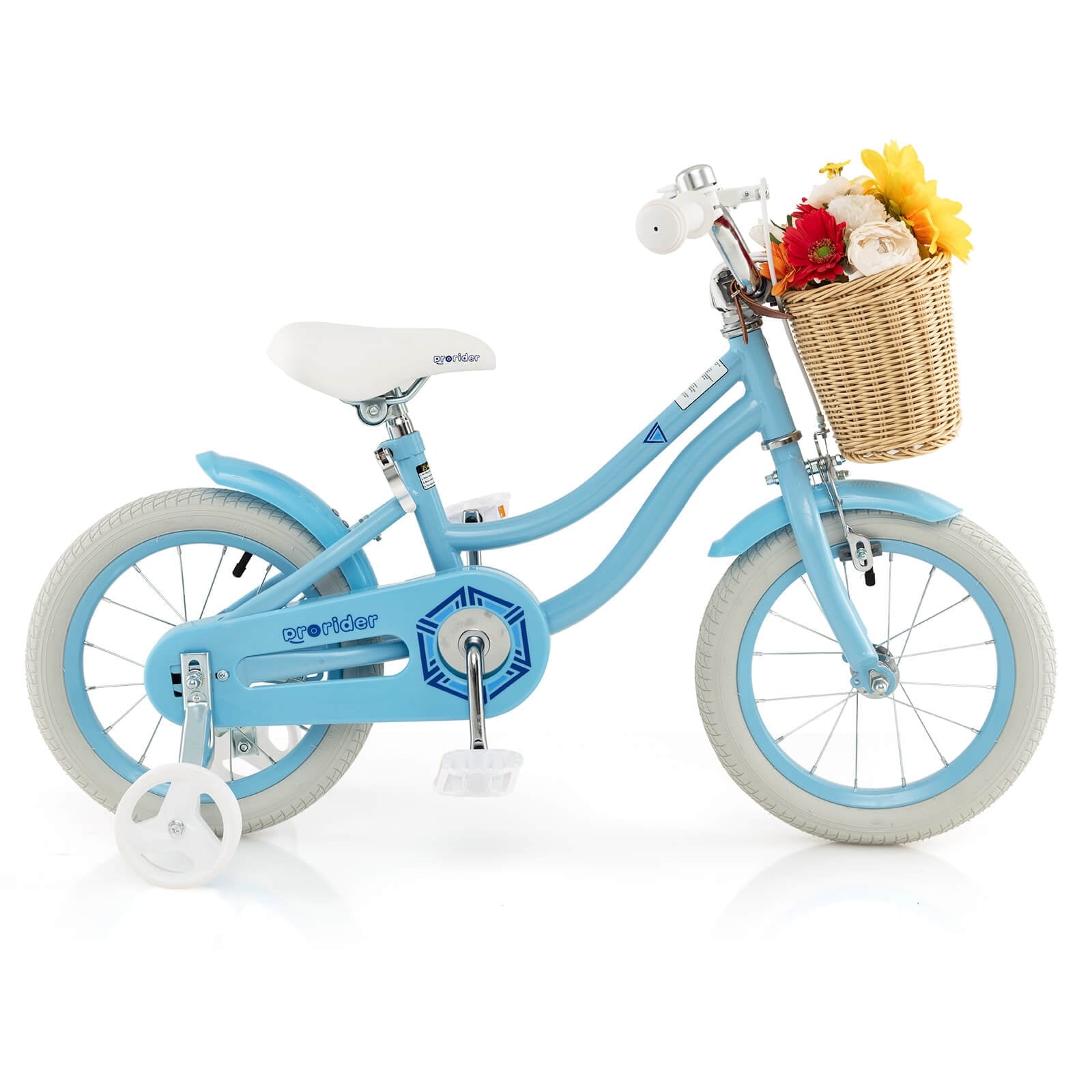 Costway 16 Kid’s Bike with Training Wheels Adjustable Handlebar Seat Handbrake Pink