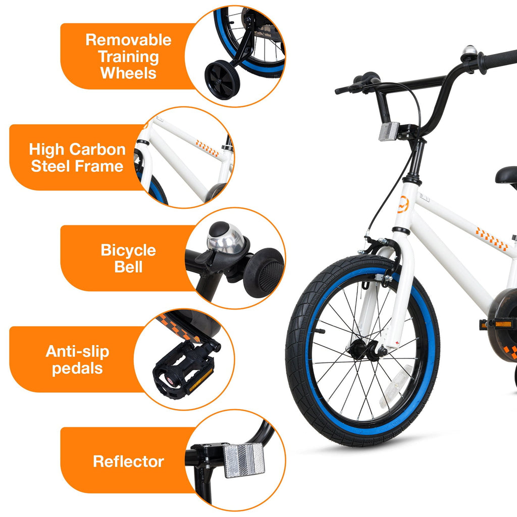 Hykolity Kids Bike Boy Girl Bicycle 16 inch for Children Age 4-6 Height 38-48 Child Sport Bike BMX Handbar includes Training Wheel White