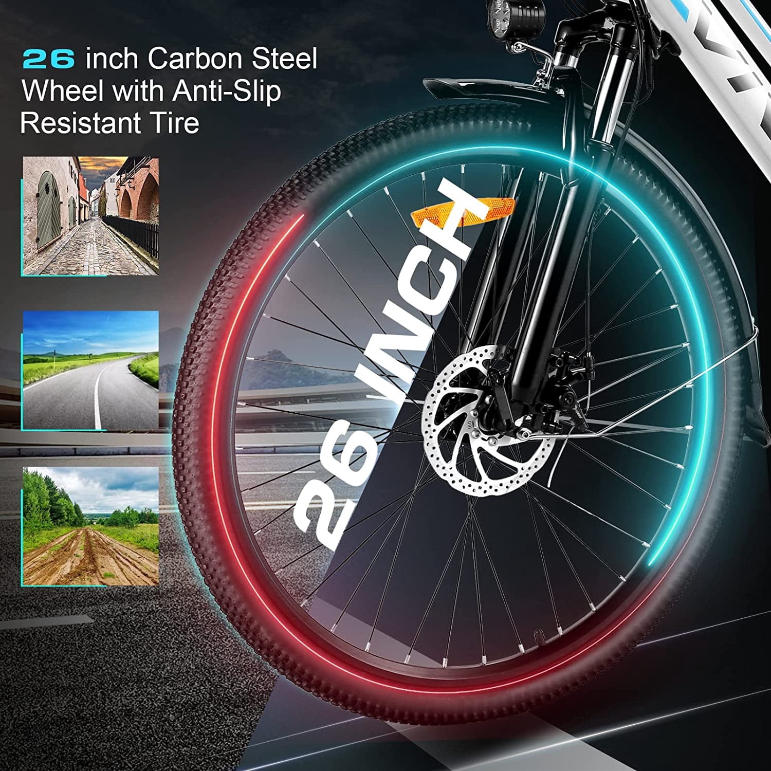 Vivi Electric Bike 26 City Commuter Electric Bike 48V 500W Step-Through Electric Bike 19.8MPH Electric Cruiser Bike Beach Bike with Cruise Control, UL2849 Certified