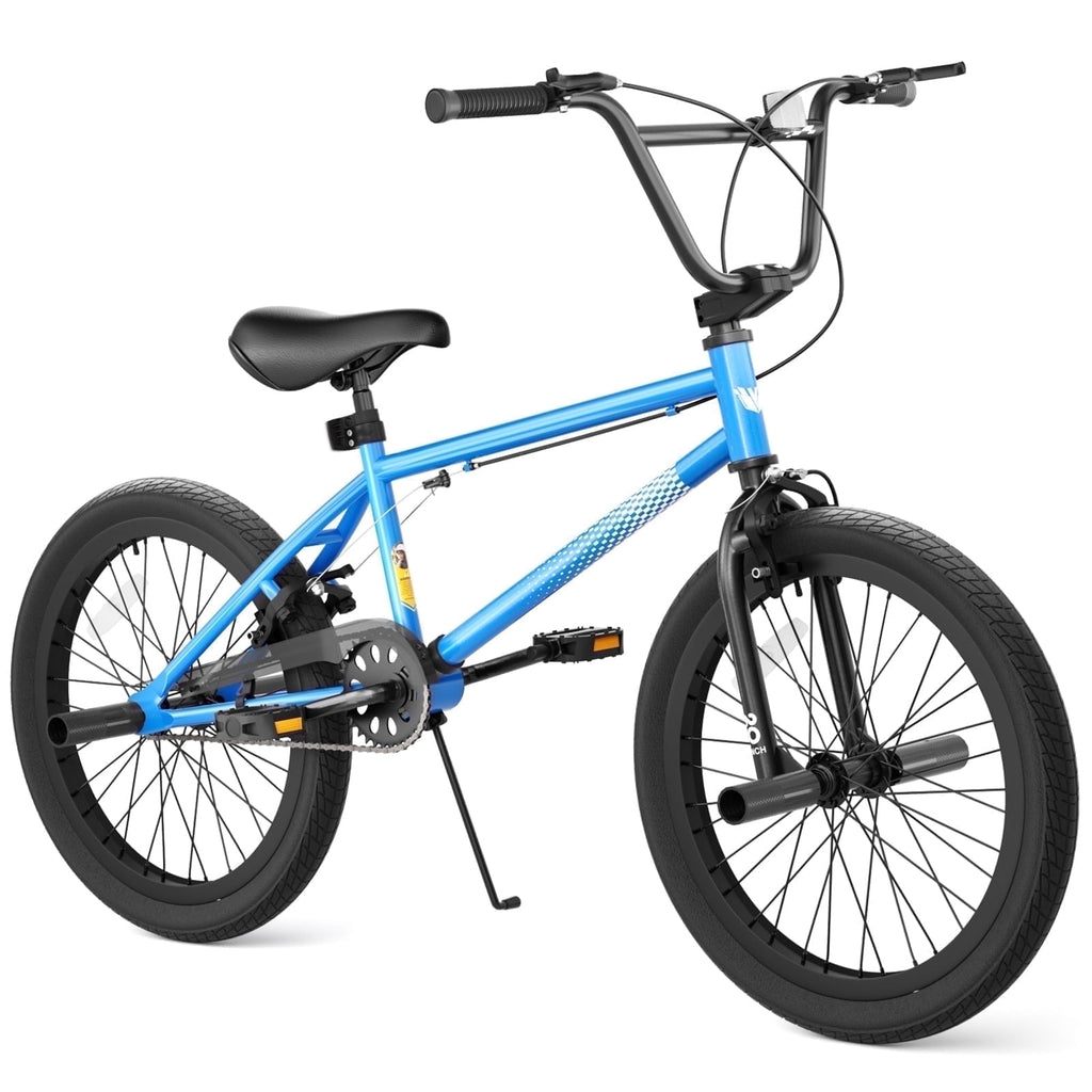 Korimefa Freestyle BMX Bikes, 18 inch Kids Bicycles for 7-12 Years Old Boys Child Tween Teen, with Aluminum Alloy U-Brake, Rear R-Brake, Hand Brake Levers & Front Rear Pedals, White